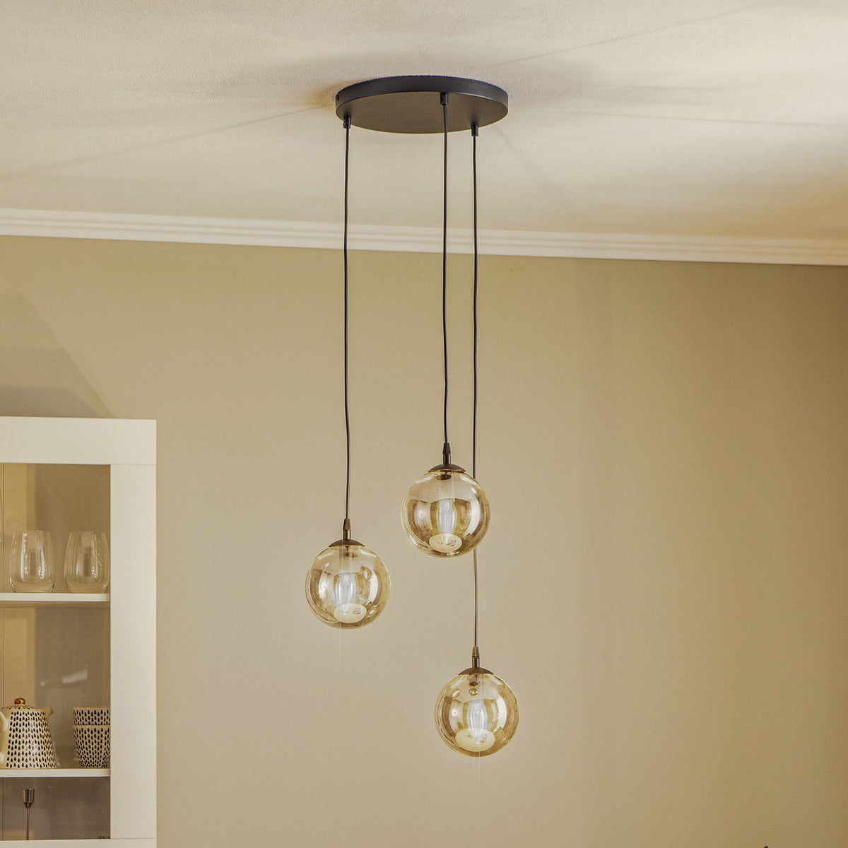Euluna Hängeleuchte Hängeleuchte Lampe Leuchte Glassy 3-flammig E14 rund Glas - 5901738919044