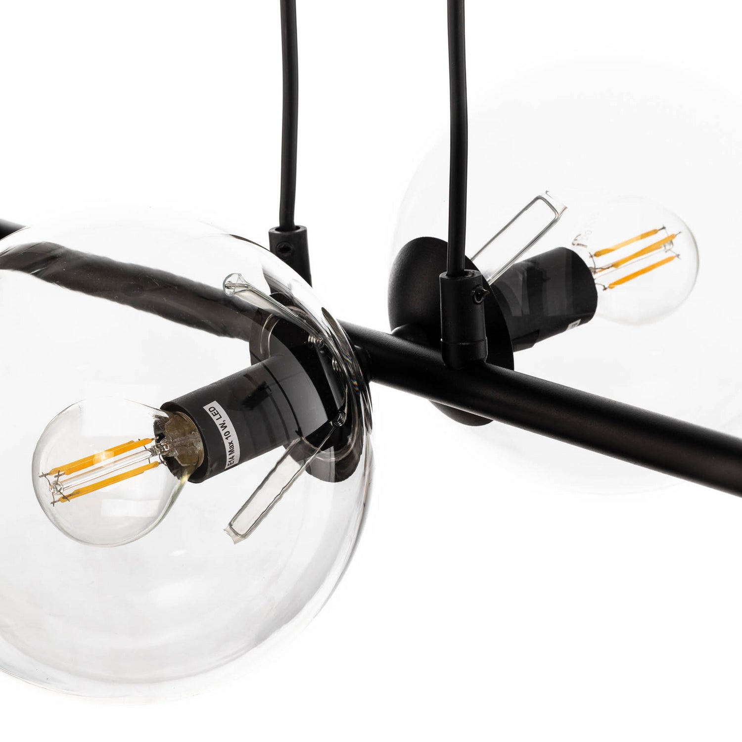 B-Ware Emibig Lighting Hängeleuchte Glassy Hängelampe 6 Flammig Schwarz Klar Glas 11270 - 5901738900158