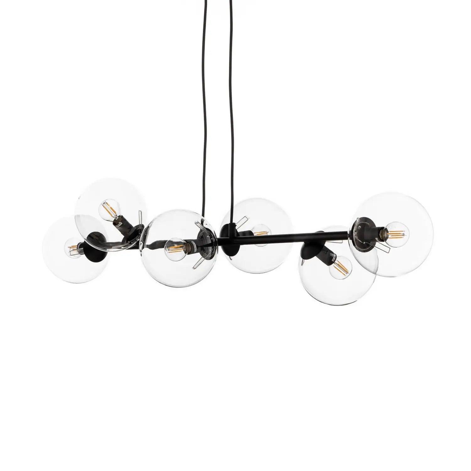 B-Ware Emibig Lighting Hängeleuchte Glassy Hängelampe 6 Flammig Schwarz Klar Glas 11270 - 5901738900158
