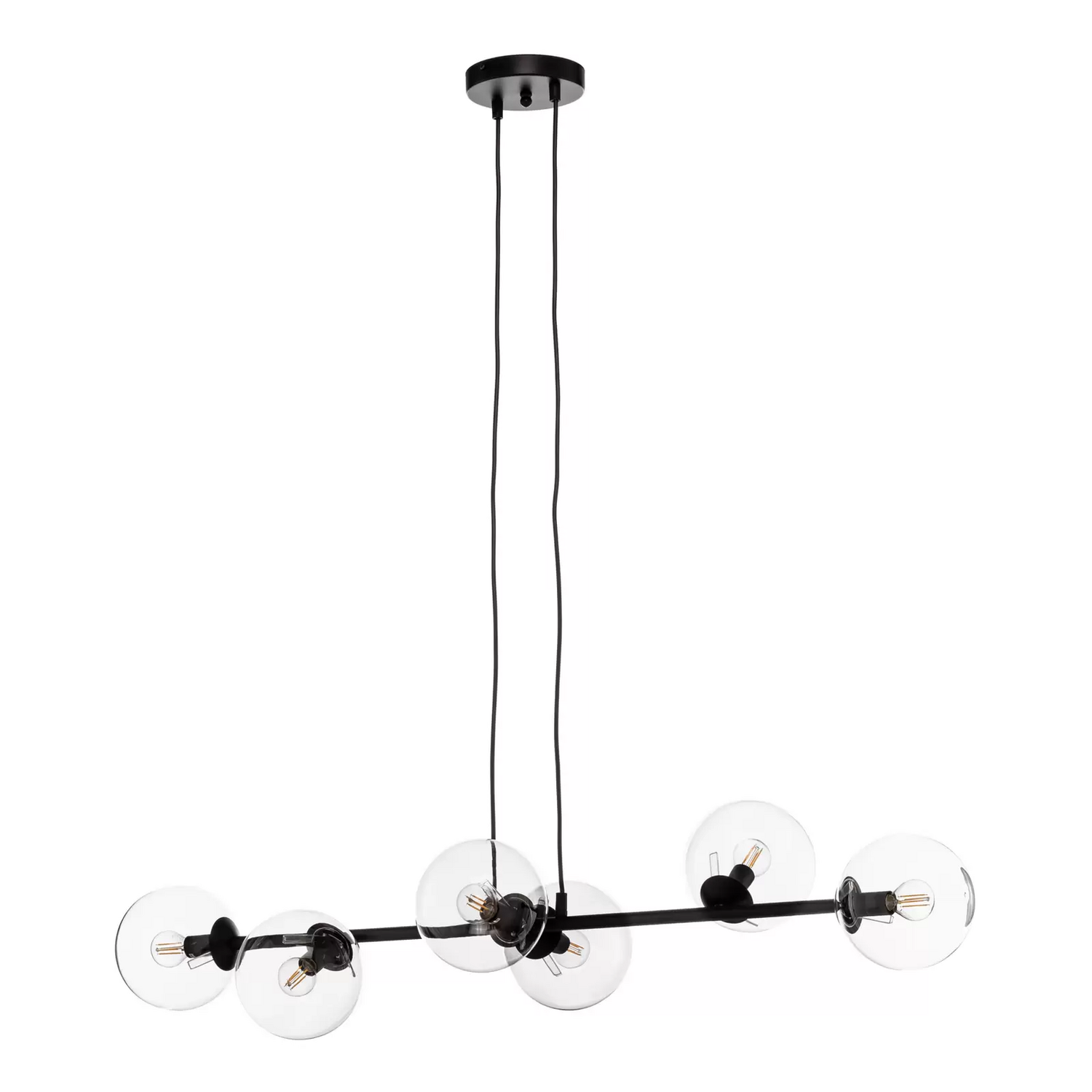 Emibig Lighting Hängeleuchte Glassy Hängelampe 6 Flammig Schwarz Klar Glas 110cm B-Ware - 5901738900158