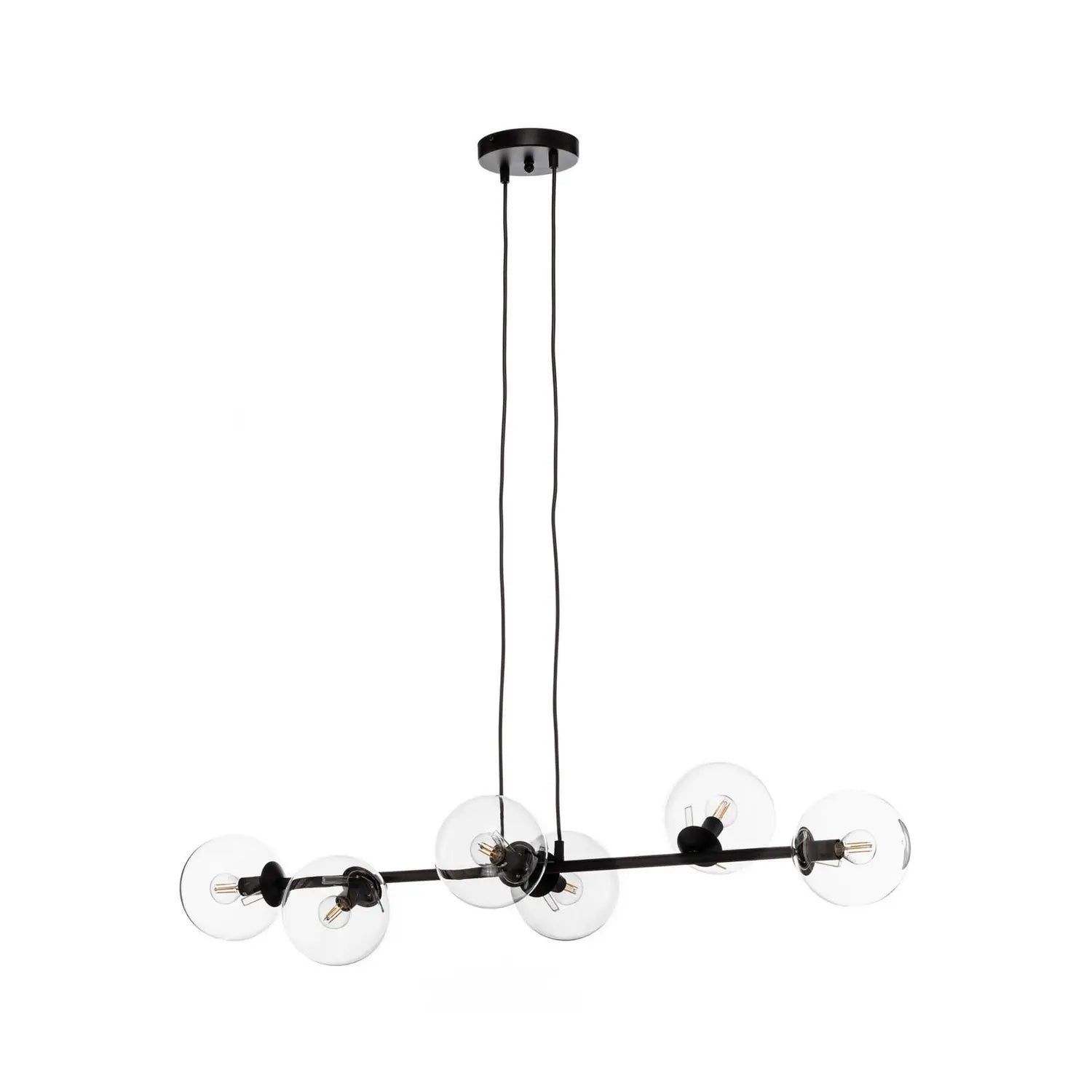 B-Ware Emibig Lighting Hängeleuchte Glassy Hängelampe 6 Flammig Schwarz Klar Glas 11270 - 5901738900158