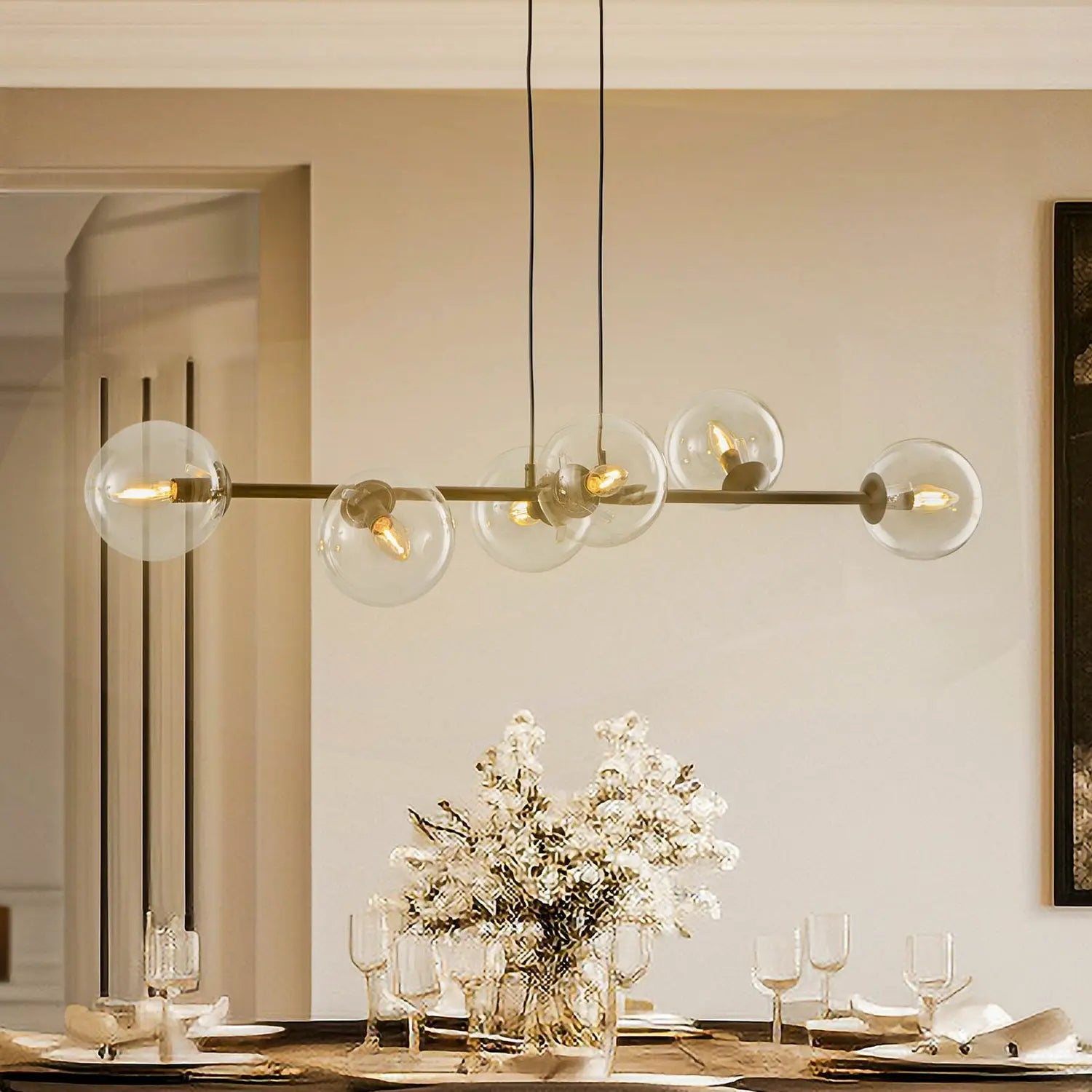 B-Ware Emibig Lighting Hängeleuchte Glassy Hängelampe 6 Flammig Schwarz Klar Glas 11270 - 5901738900158
