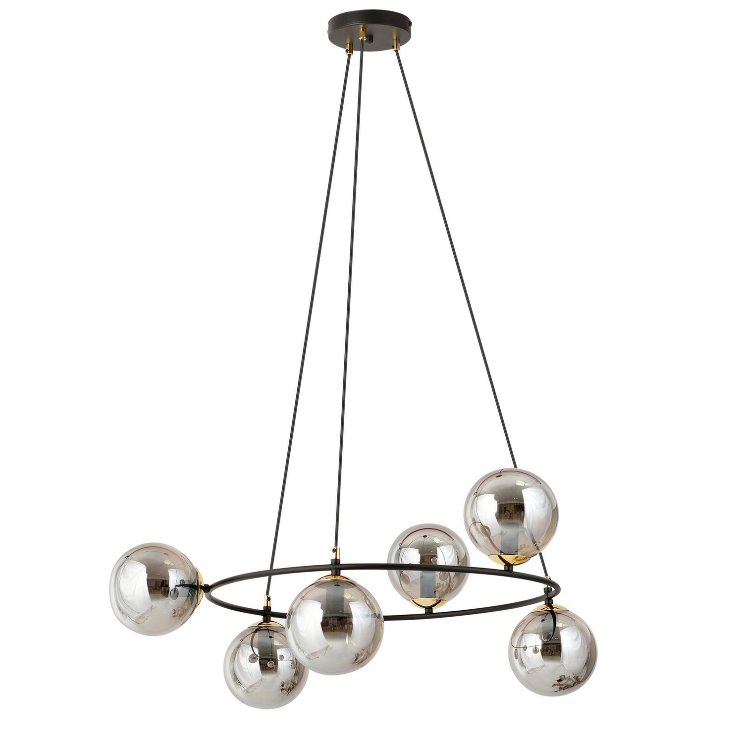 B-Ware Glassy Hängeleuchte Deckenlampe Lampe 6flg Rund Glas Grafit Esszimmer - 4251911783537