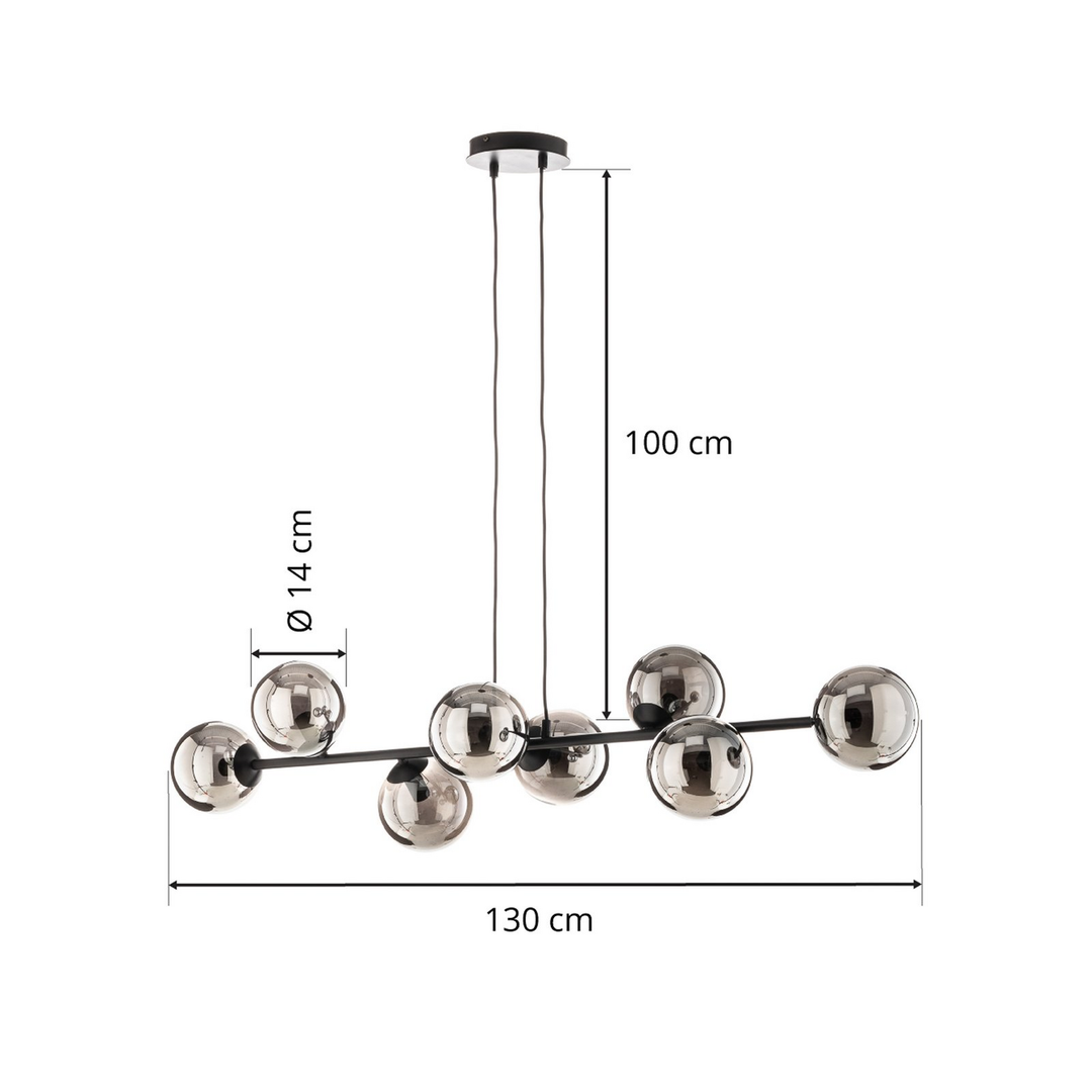 Euluna Hängeleuchte Hängelampe Lampe Leuchte Glassy 8 Flammig Glasschirm Grafit  B-Ware