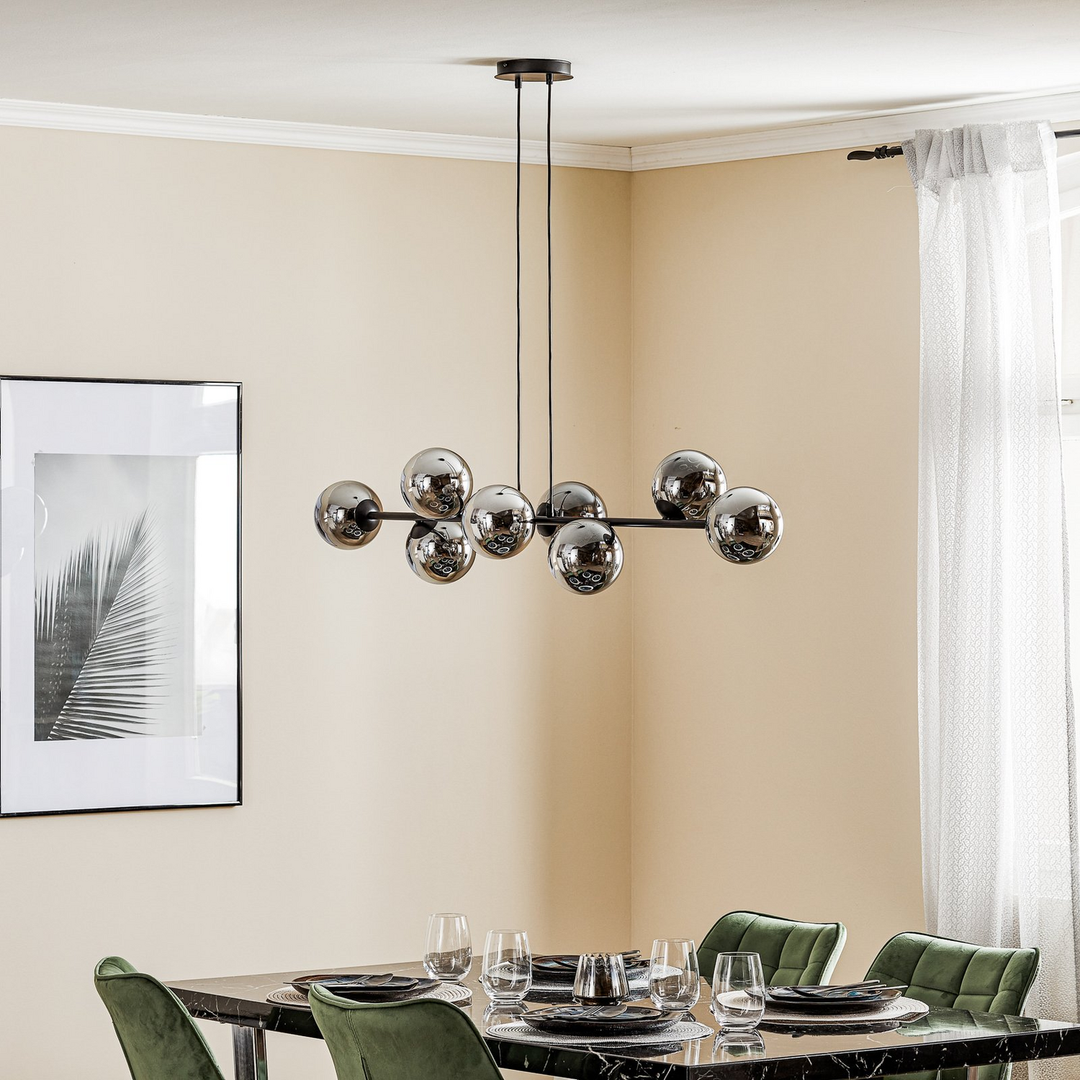 Euluna Hängeleuchte Hängelampe Lampe Leuchte Glassy 8 Flammig Glasschirm Grafit  B-Ware
