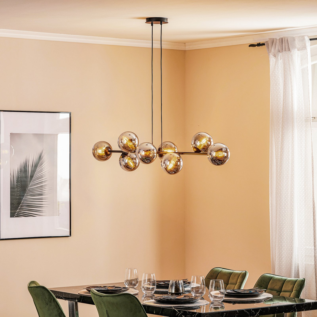 Euluna Hängeleuchte Hängelampe Lampe Leuchte Glassy 8 Flammig Glasschirm Grafit  B-Ware