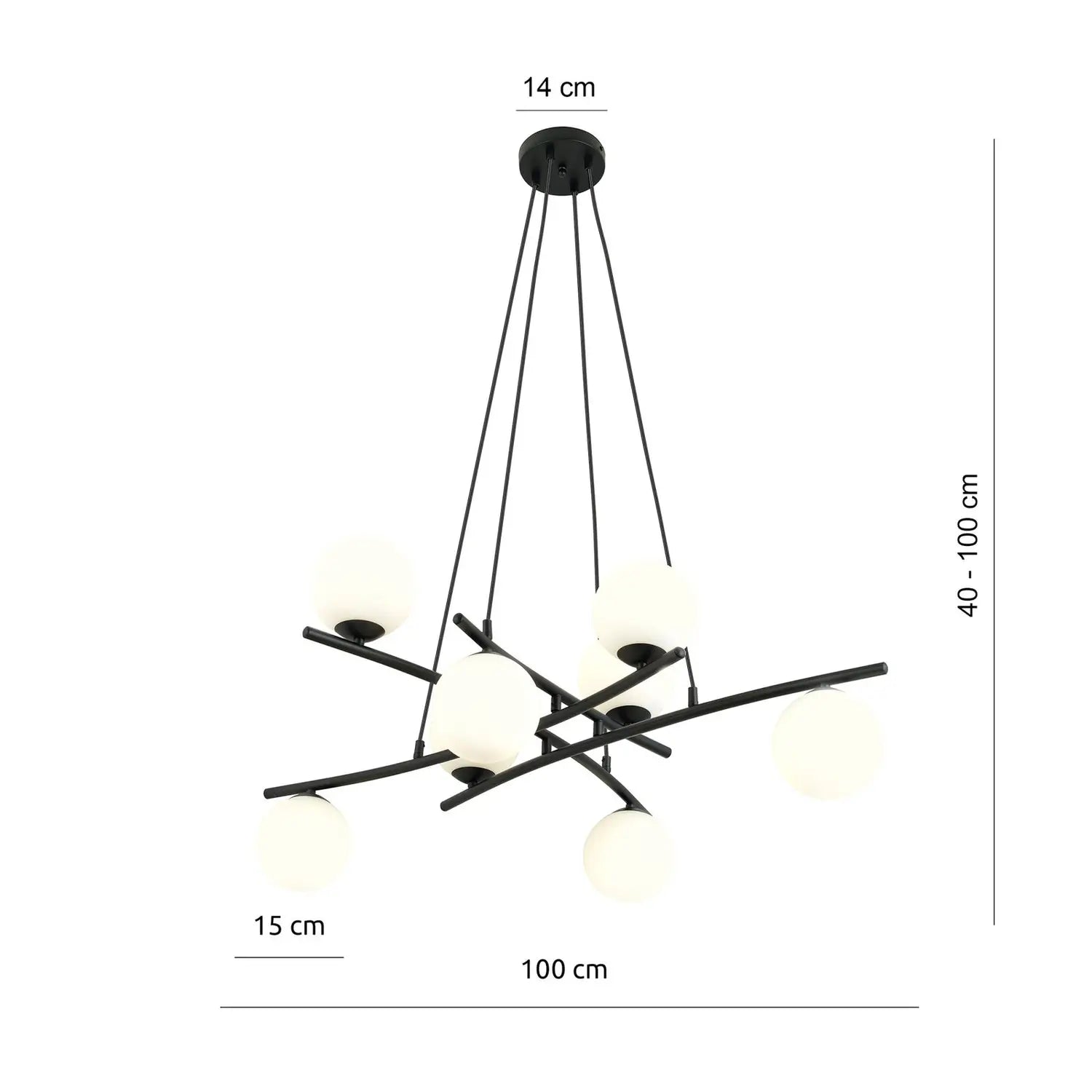 B-Ware Euluna Glassy Hängeleuchte Pendelleuchte Lampe Gekreuzt 8 Flg Glas Opal - 4251911783704