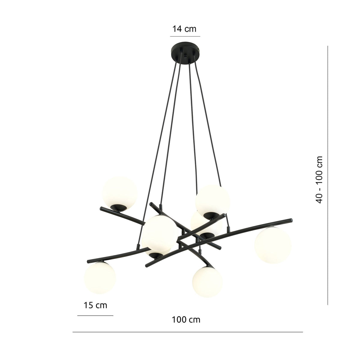 Euluna Glassy Hängeleuchte Pendelleuchte Lampe gekreuzt 8-flg Glas opal104 - 4251911783704