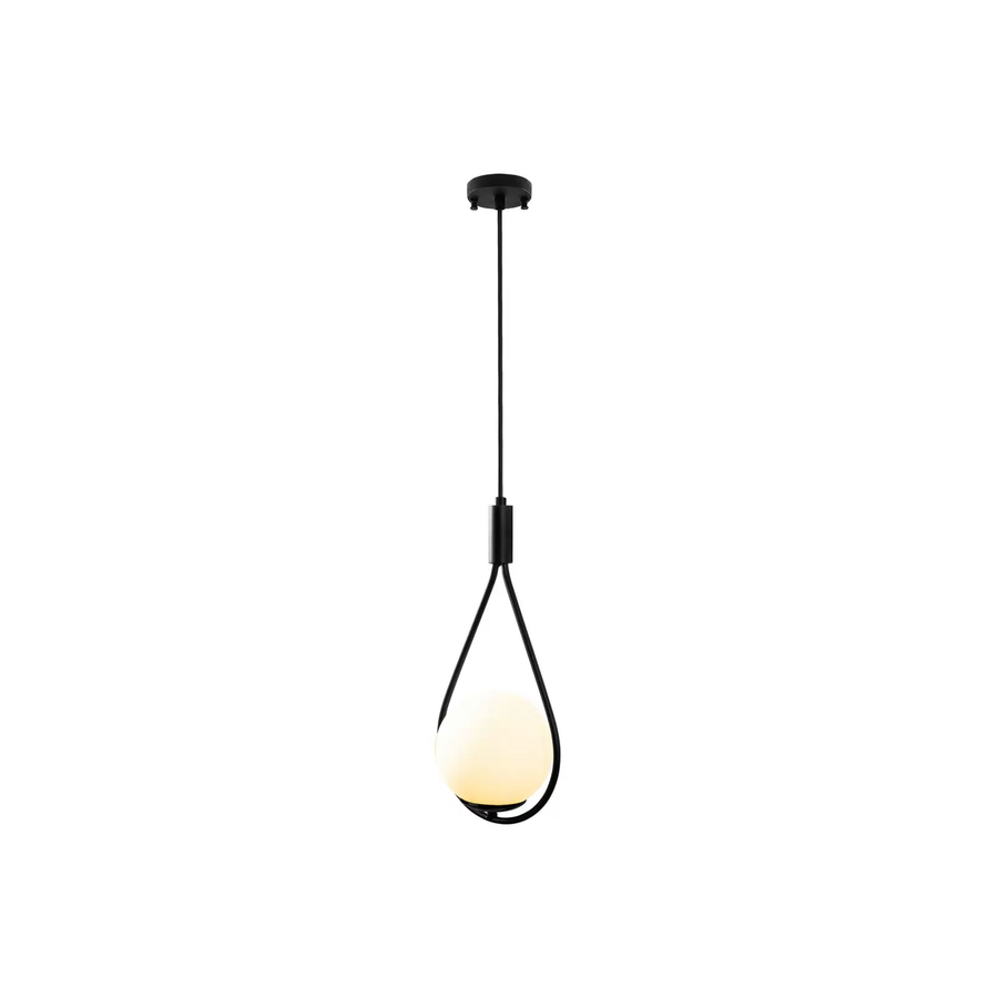 Hängeleuchte Gmn 00008 1 Flammig Schwarz/Opalglas Deckenlampe Lampe Leuchte E27 B-Ware - 8684282429357