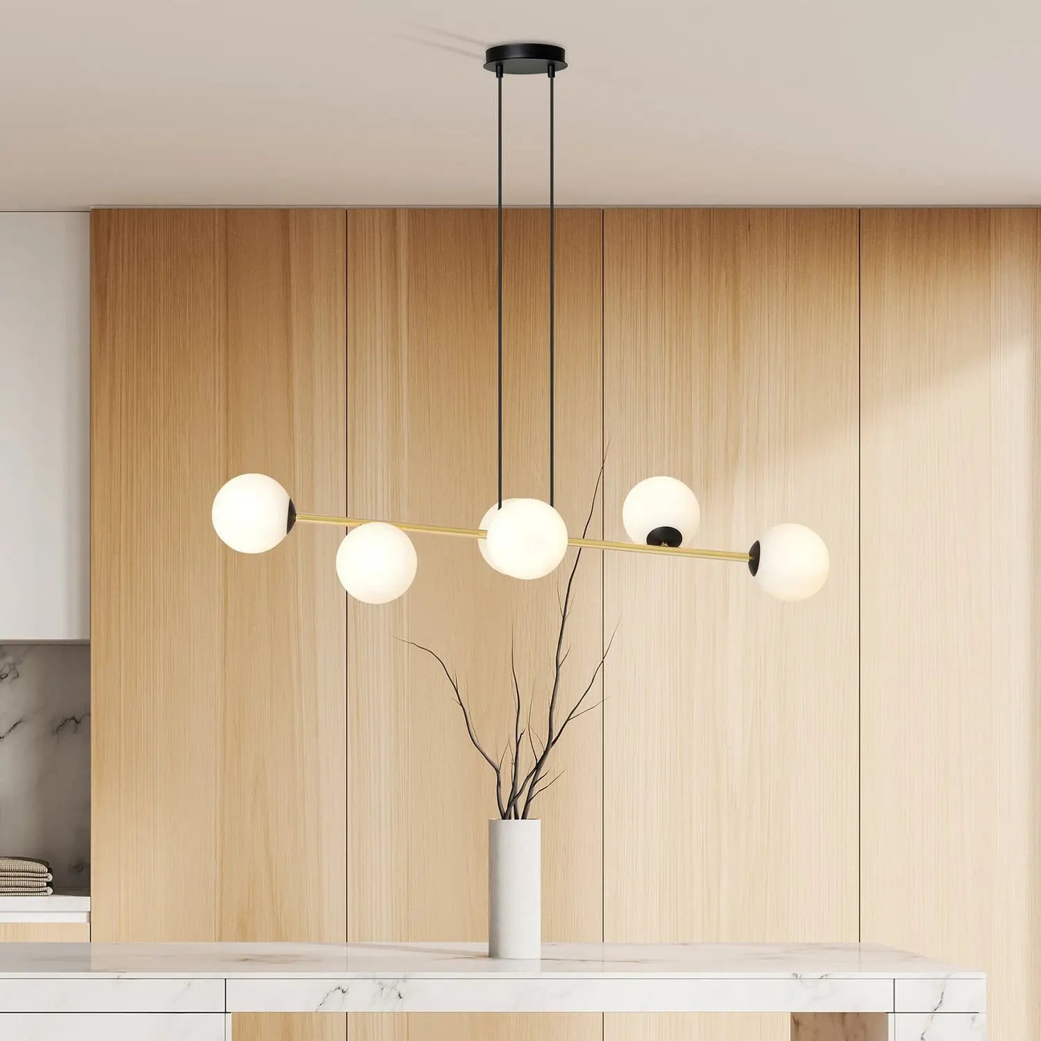 B-Ware Hängeleuchte Gravity Opalweiß Gold Schwarz Glas E14 Deckenlampe Lampe Leuchte365 - 5901738926042