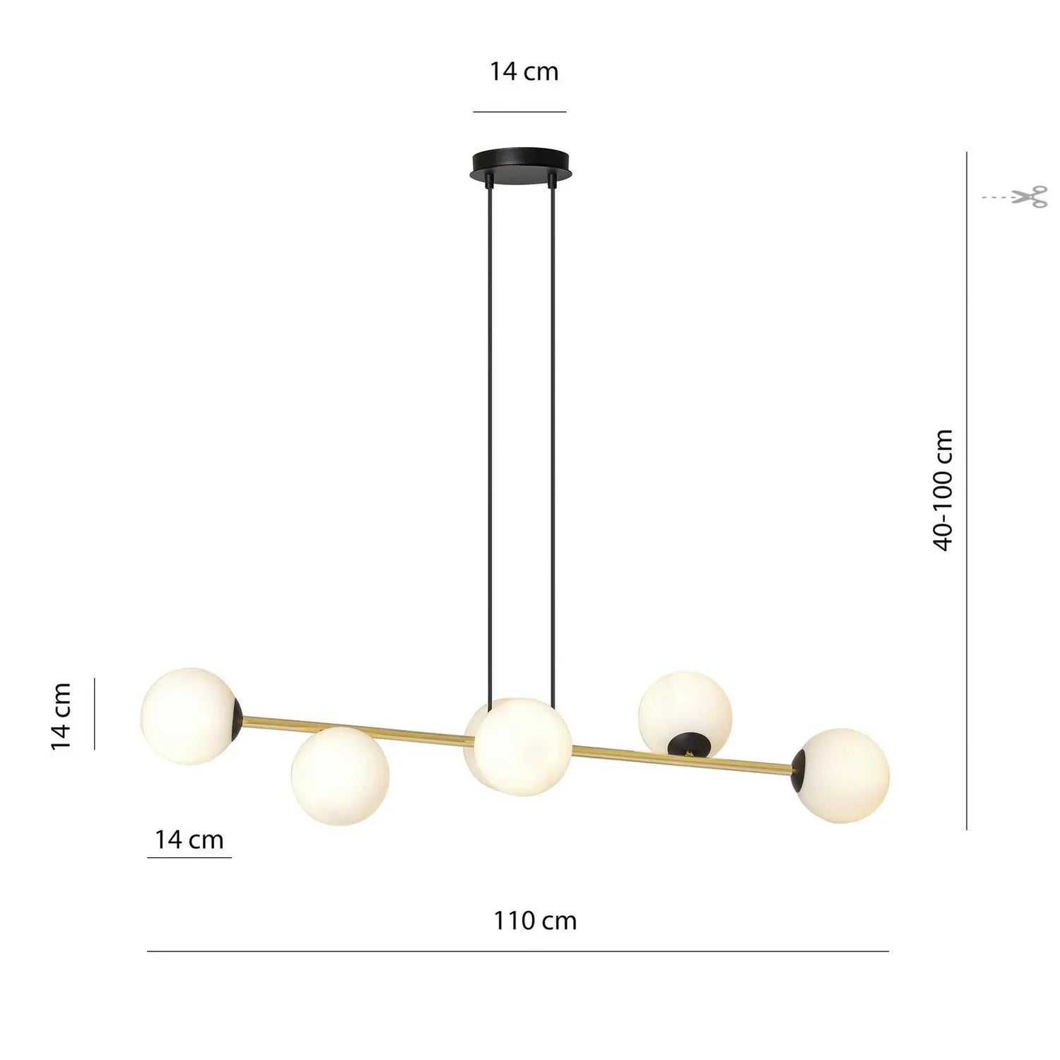B-Ware Hängeleuchte Gravity Opalweiß Gold Schwarz Glas E14 Deckenlampe Lampe Leuchte365 - 5901738926042