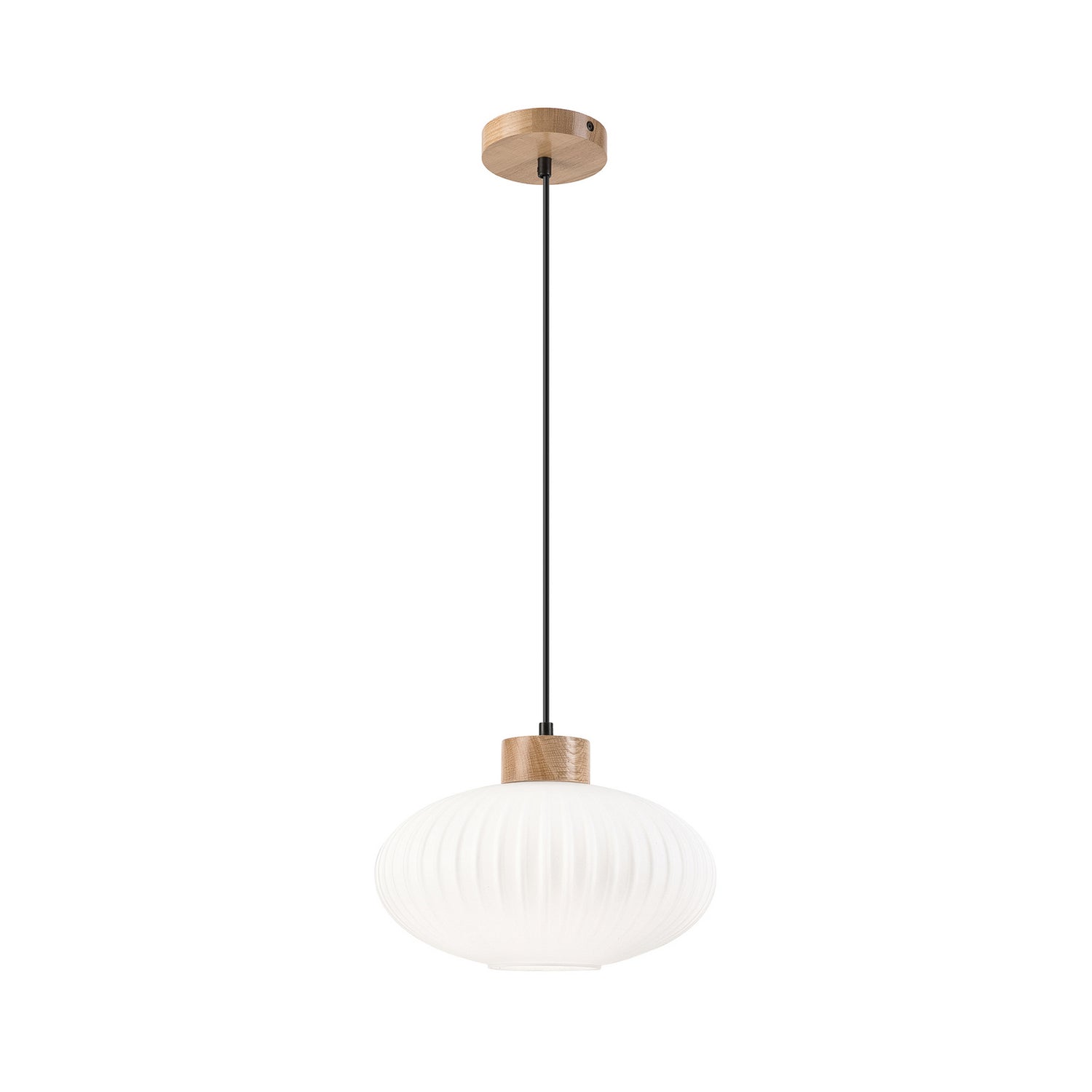 B-Ware Hängeleuchte Pendelleuchte Harmony Glas Holz Weiß Eiche Wohnzimmer 25 Cm - 5907687453493