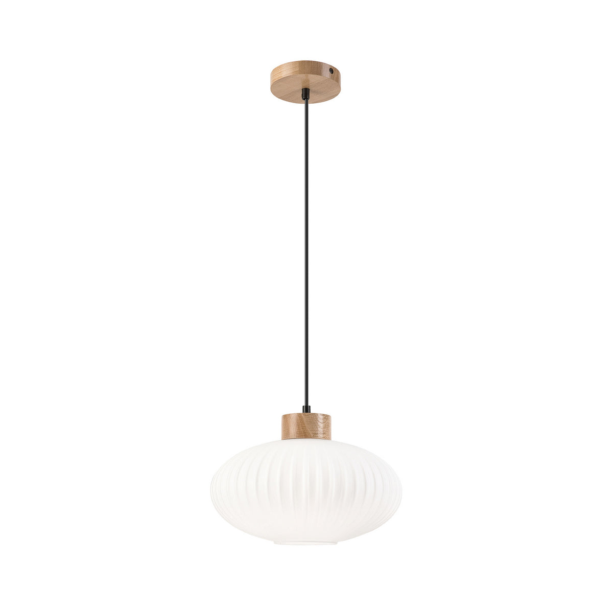 Hängeleuchte Pendelleuchte Harmony Glas Holz Weiß Eiche Wohnzimmer 25 cm - 5907687453493