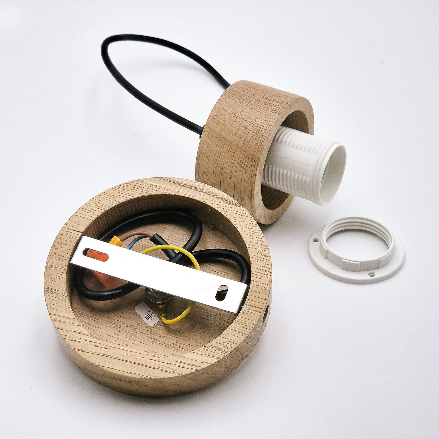 B-Ware Hängeleuchte Pendelleuchte Harmony Glas Holz Weiß Eiche Wohnzimmer 25 Cm - 5907687453493