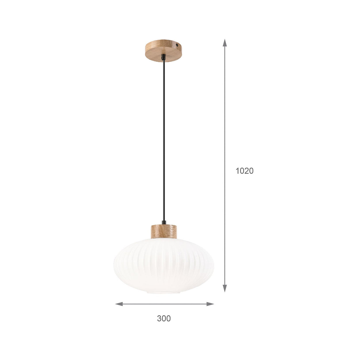 Hängeleuchte Pendelleuchte Harmony Glas Holz Weiß Eiche Wohnzimmer 25 cm - 5907687453493