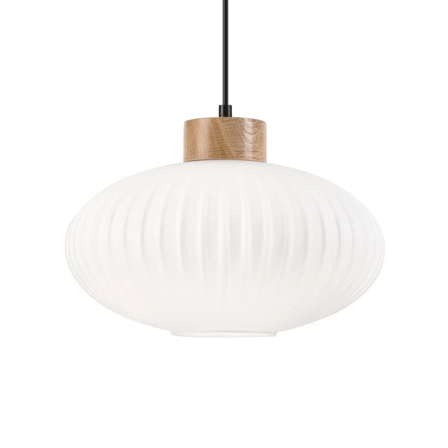 B-Ware Hängeleuchte Pendelleuchte Harmony Glas Holz Weiß Eiche Wohnzimmer 25 Cm - 5907687453493