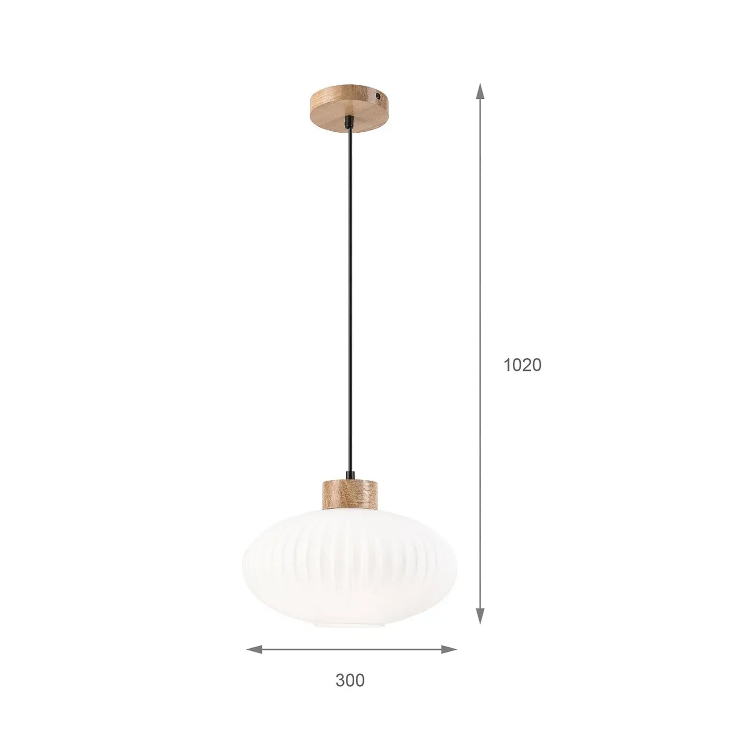 B-Ware Hängeleuchte Pendelleuchte Harmony Glas Holz Weiß Eiche Wohnzimmer 25 Cm - 5907687453493