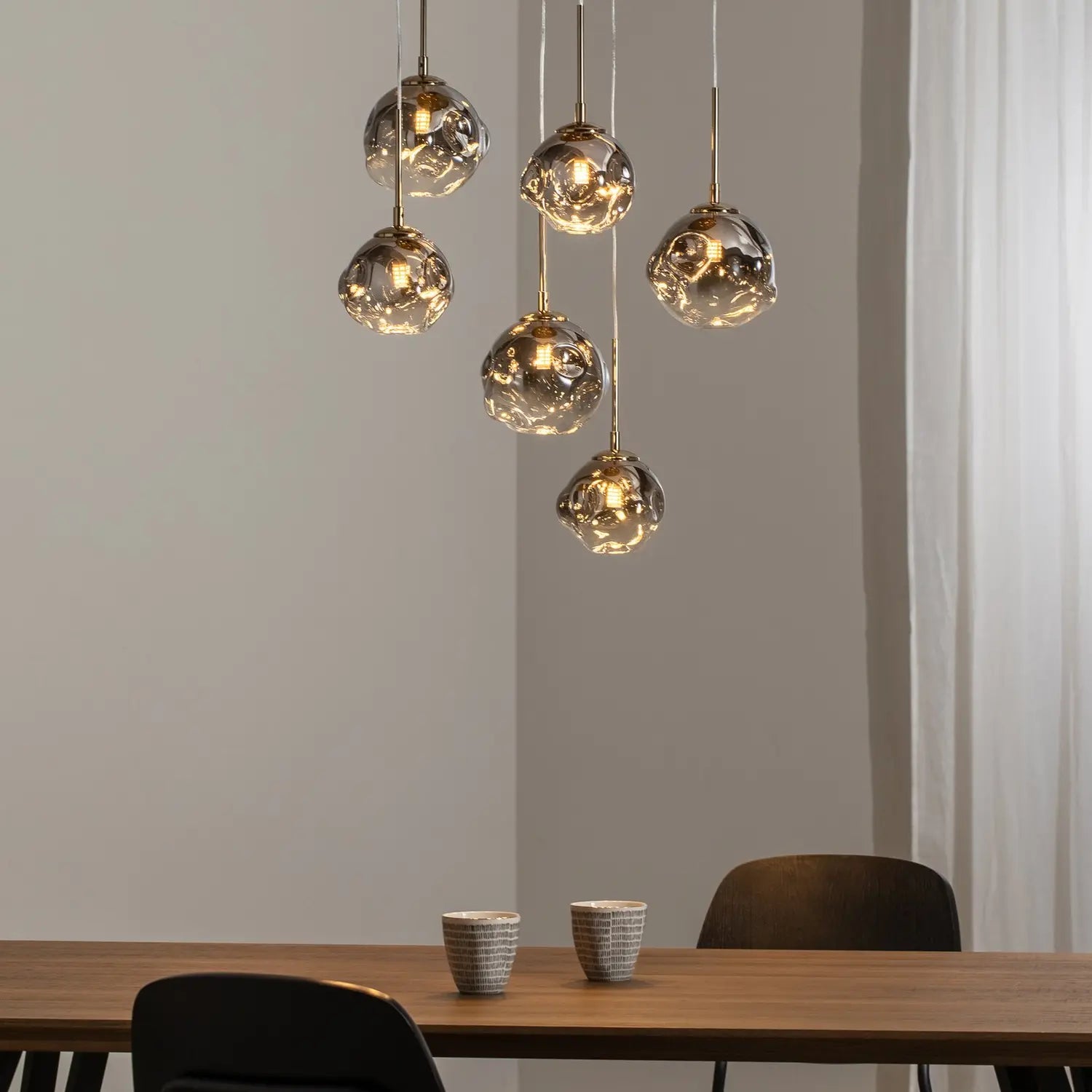 B-Ware Hängeleuchte Herman Pendelleuchte Lampe 6 Flammig Goldfarben ø 57 Cm Glas - 8698525682591