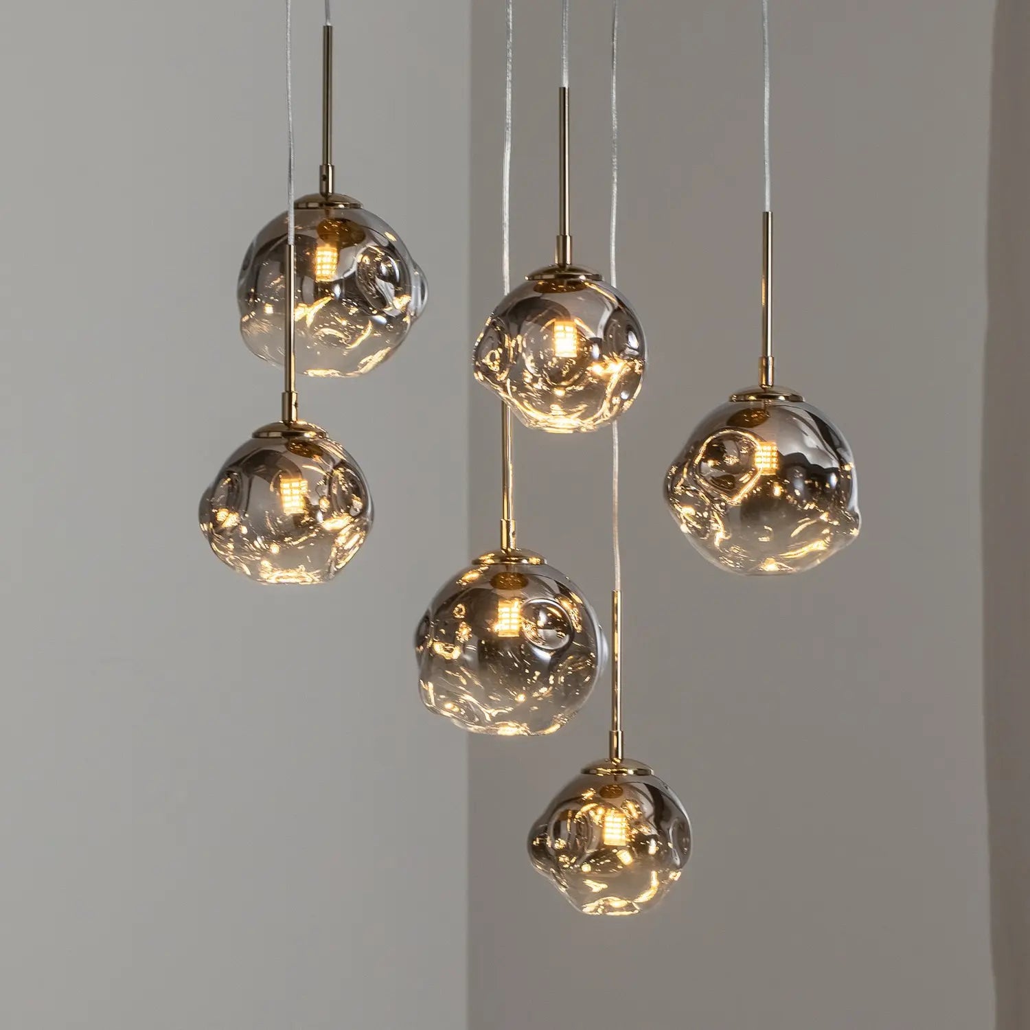 B-Ware Hängeleuchte Herman Pendelleuchte Lampe 6 Flammig Goldfarben ø 57 Cm Glas - 8698525682591