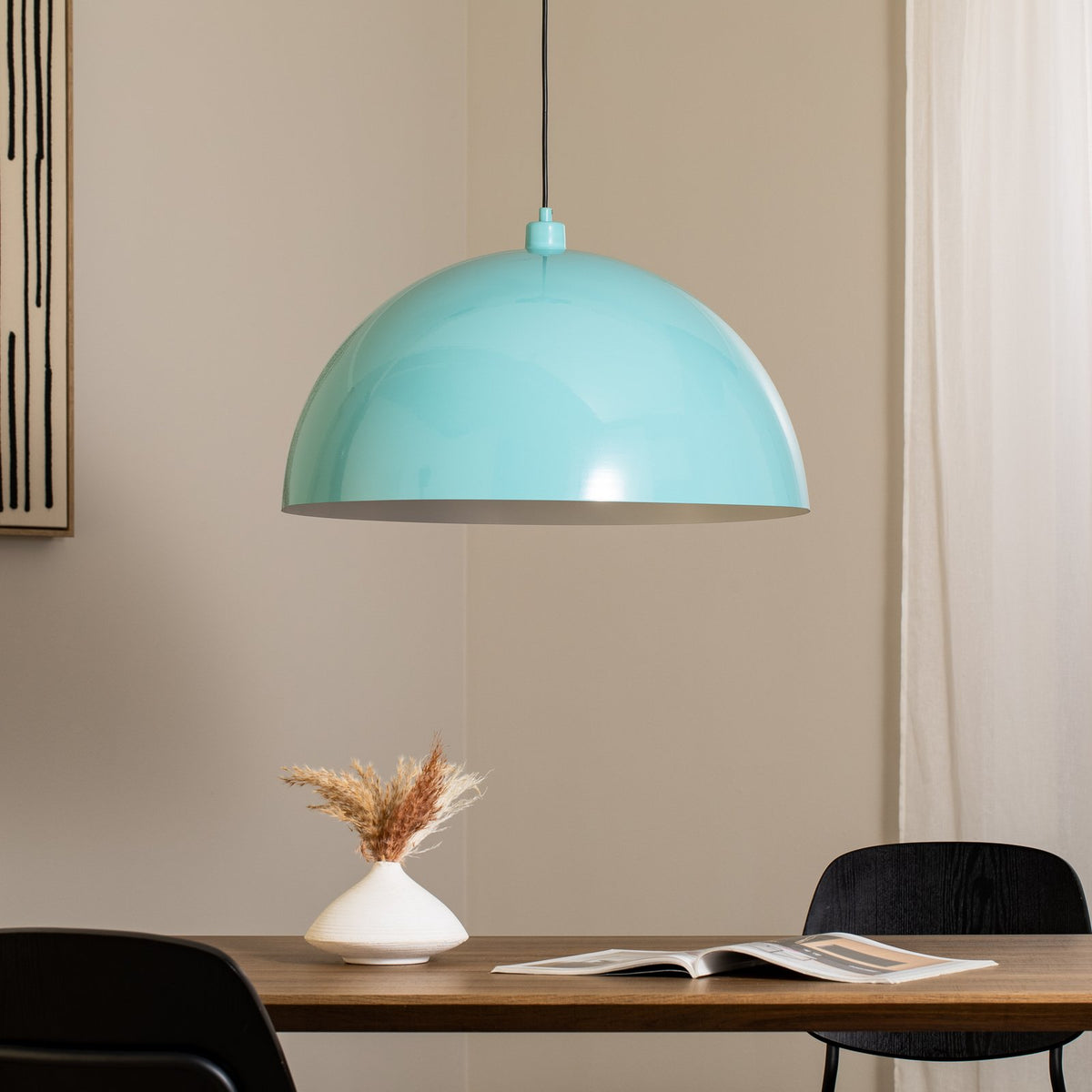 Opviq Kure Hängeleuchte Pendelleuchte türkis Metall Ø 60 cm E27 Esszimmerlampe - 8684283485673