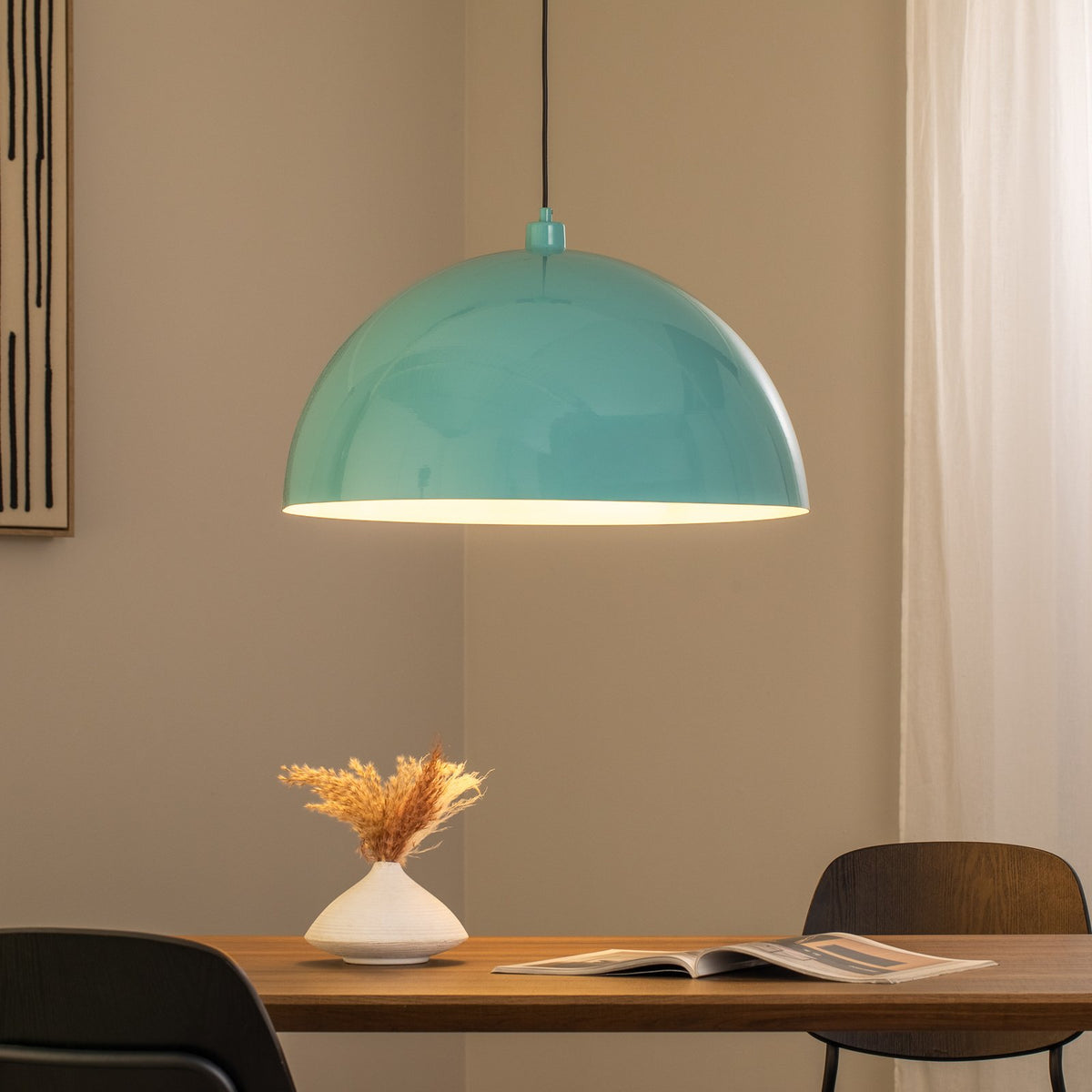 Opviq Kure Hängeleuchte Pendelleuchte türkis Metall Ø 60 cm E27 Esszimmerlampe - 8684283485673