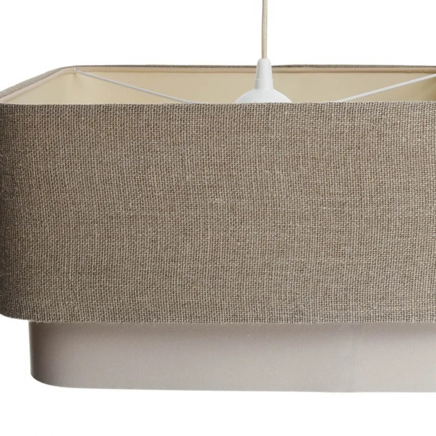 B-Ware Hängeleuchte Pendelleuchte Kwadro Led E27 Lampe Leuchte Beige Creme Leinen  - 5906742035018