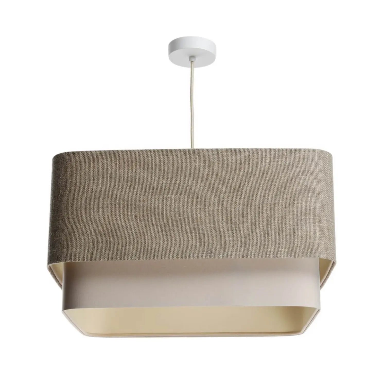 B-Ware Hängeleuchte Pendelleuchte Kwadro Led E27 Lampe Leuchte Beige Creme Leinen  - 5906742035018