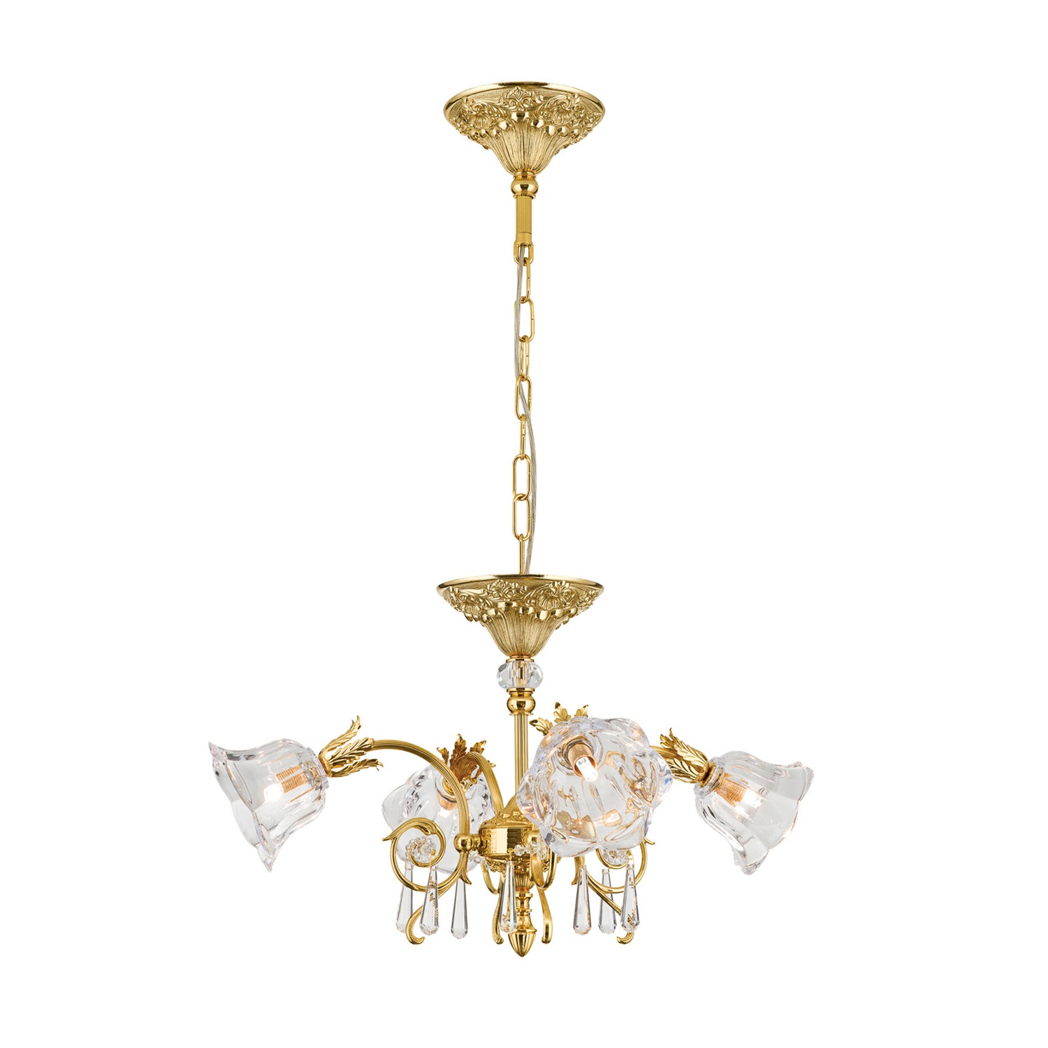 B-Ware Hängeleuchte Pendelleuchte La Boheme Gold Kristallglas Deckenlampe 4 Flg Messing - 9003090214747