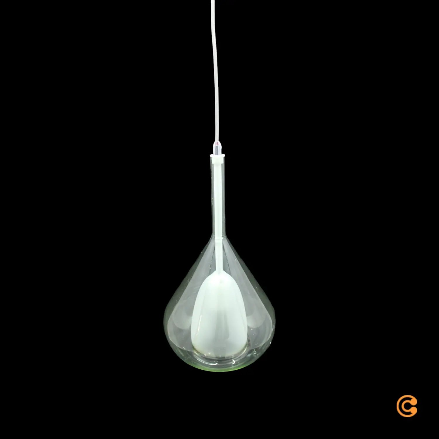 B-Ware Fabas Luce Pendelleuchte Hängelampe Glas Transparent Grün Tropfenform E27 Led - 8019282540946