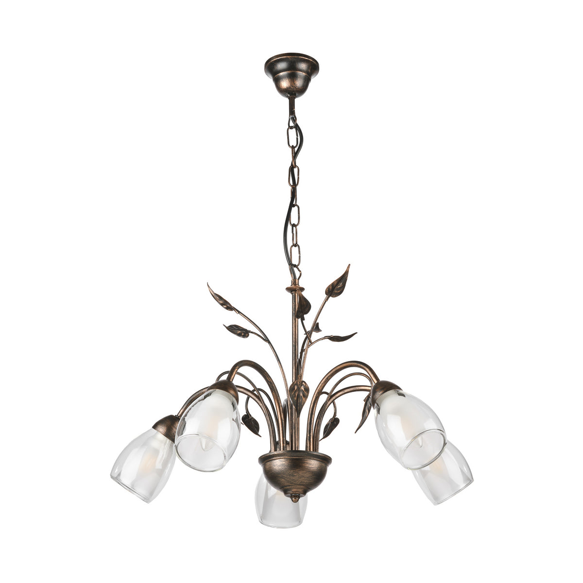 ONLI Hängeleuchte Liliana fünfflammig schwarz rotgold Metall Lampe Leuchte Spot - 8030626546103