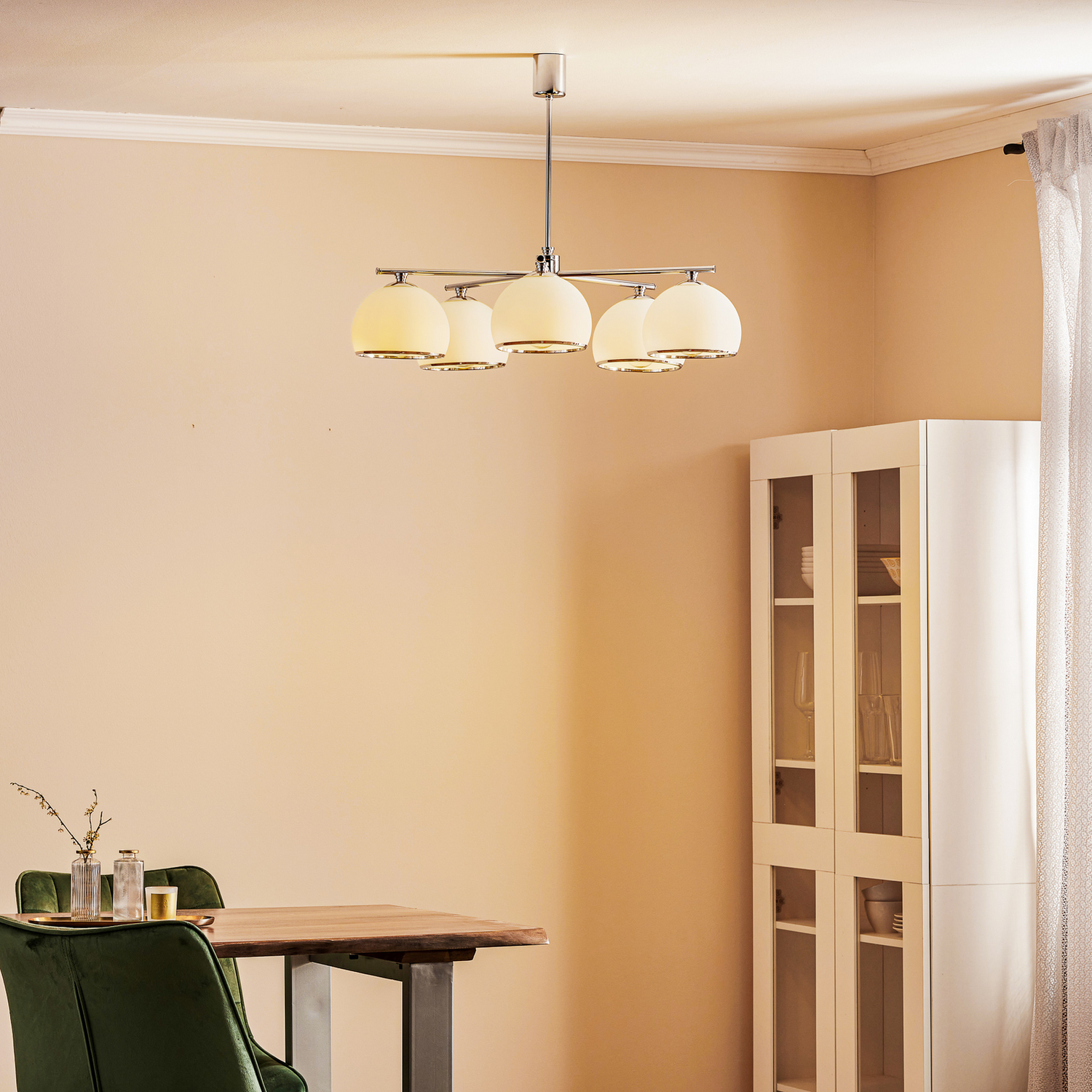 B-Ware Hängeleuchte Mina Leuchte Pendelleuchte Chromfarben Metall Glas Fünfflammig - 5902553215700