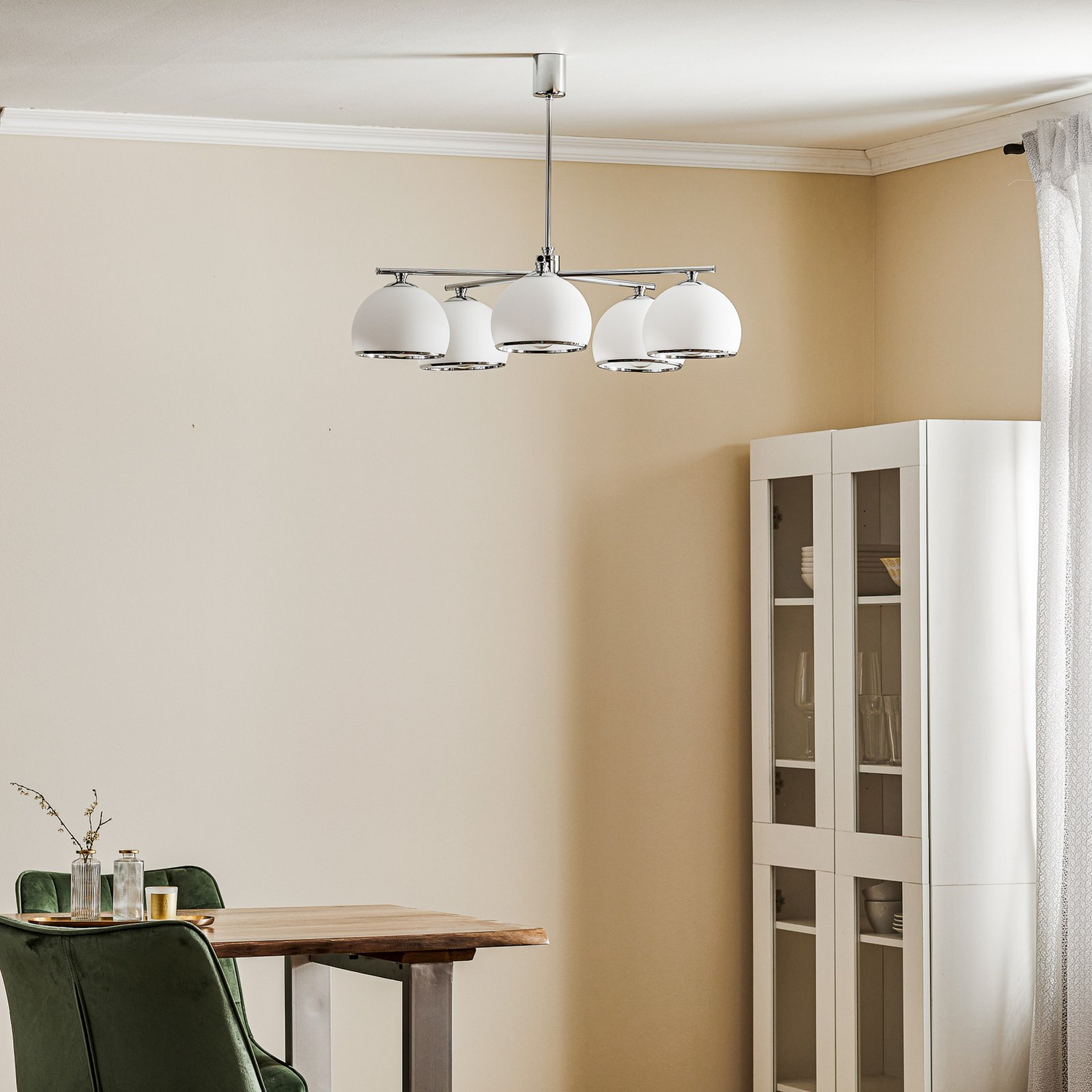 B-Ware Hängeleuchte Mina Leuchte Pendelleuchte Chromfarben Metall Glas Fünfflammig - 5902553215700