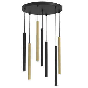 B-Ware Milagro Hängeleuchte Pendelleuchte Monza Schwarz Gold 7 Flammig G9 Led Metall