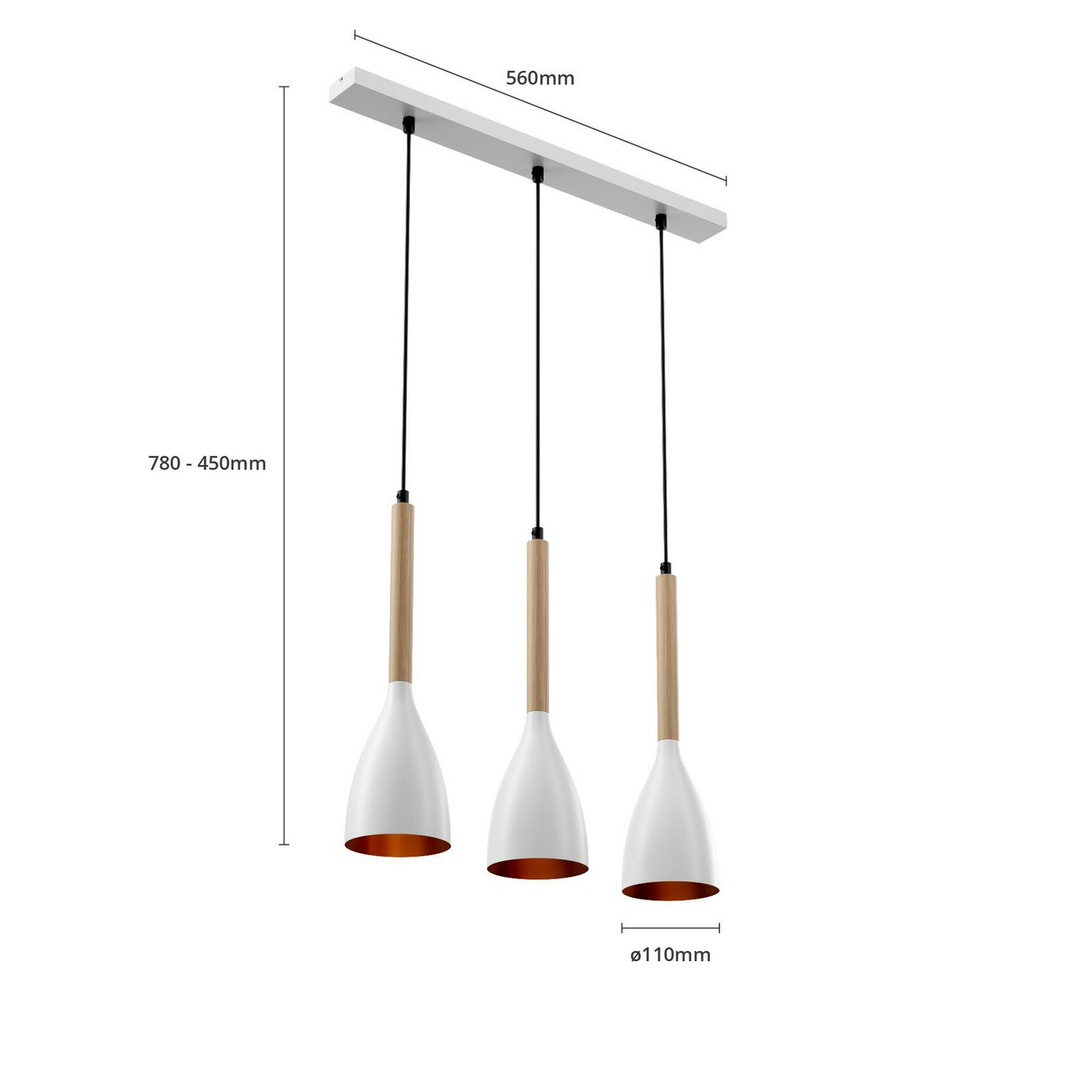 Euluna Hängeleuchte Muza Hängeleuchte Lampe Leuchte Dreiflammig E27 Weiß Holz  B-Ware - 5907565991086