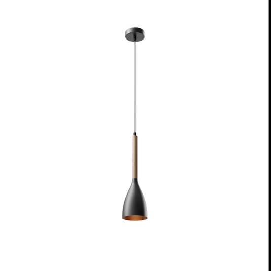B-Ware Euluna Hängeleuchte Muza Deckenlampe Pendelleuchte E27 1 Flg Schwarz Holz Hell - 5907565991123