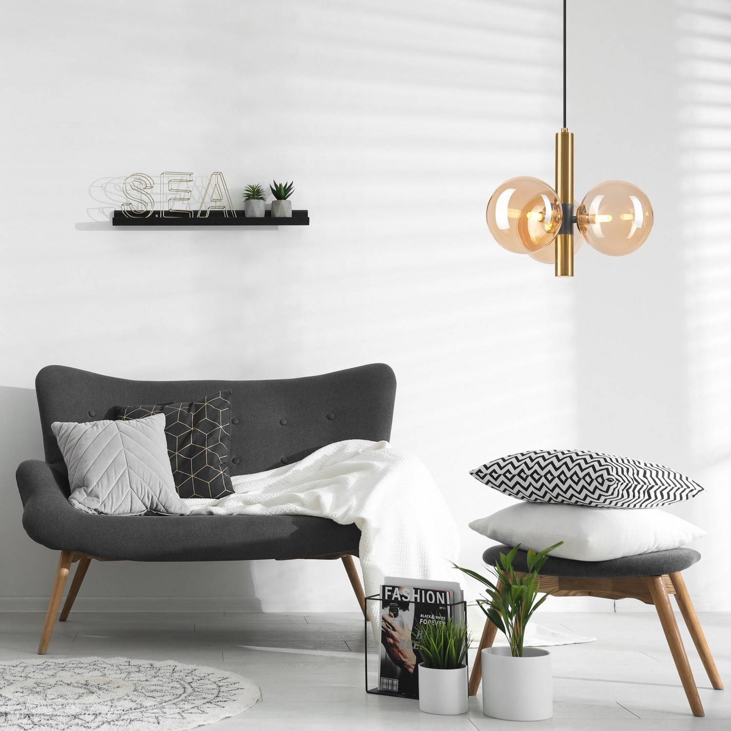 B-Ware Hängeleuchte Natalia Pendelleuchte Lampe Glas Leuchte 3 Flammig Gold - 5907687449335