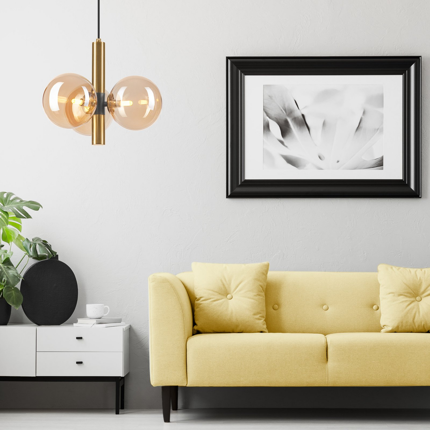 B-Ware Hängeleuchte Natalia Pendelleuchte Lampe Glas Leuchte 3 Flammig Gold - 5907687449335