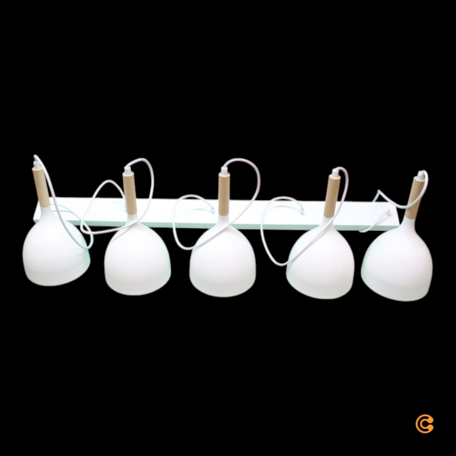 Euluna Hängeleuchte Noak 5 Flg. Lang Weiß Holz Natur Deckenlampe Siehe Text/Foto B-Ware - 5907565937114