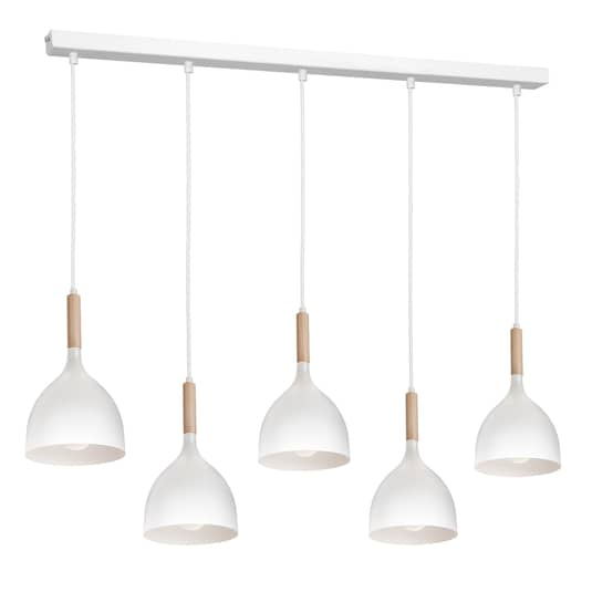 Euluna Hängeleuchte Noak 5 Flg. Lang Weiß Holz Natur Deckenlampe Pendelleuchte B-Ware - 5907565937114