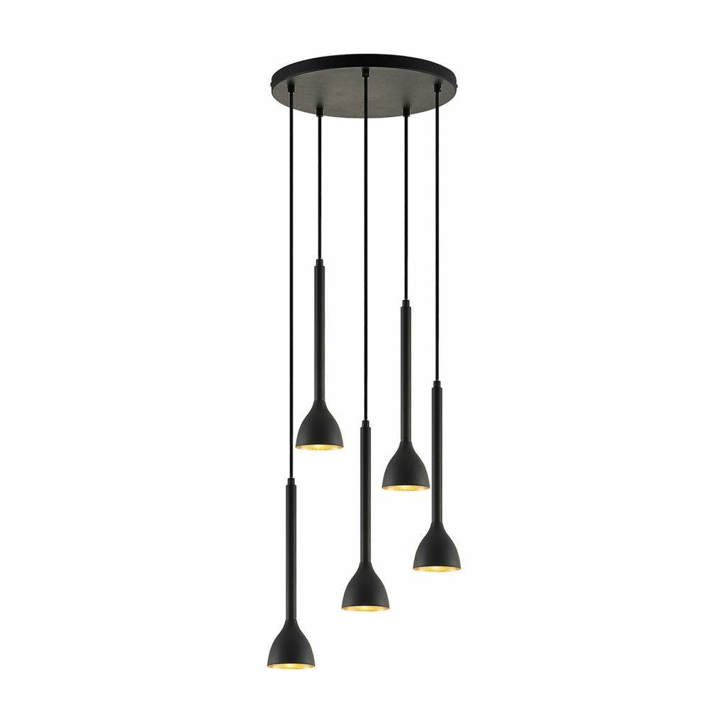 B-Ware Lucande Hängeleuchte Hängeleuchte Leuchte Lampe Nordwin 5 Flammig Schwarz Gold - 4251096563177