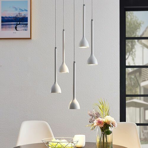B-Ware Lucande Hängeleuchte Hängeleuchte Lampe Leuchte Nordwin 5 Flammig Weiß Silber