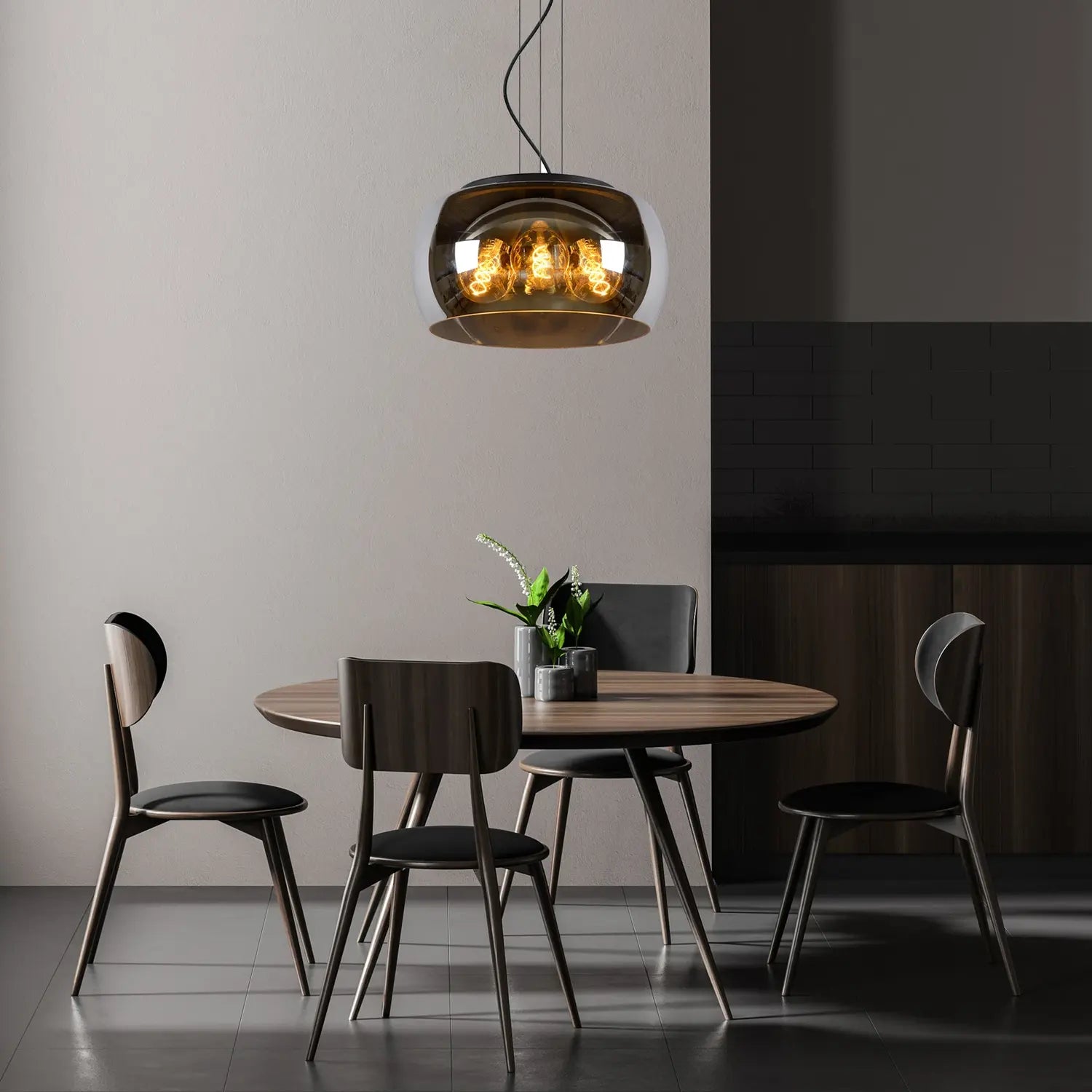 B-Ware Lucide Hängeleuchte Pendelleuchte Olivia Glas Rauchgrau Schwarz E27 Led ø 40 Cm - 5411212452092
