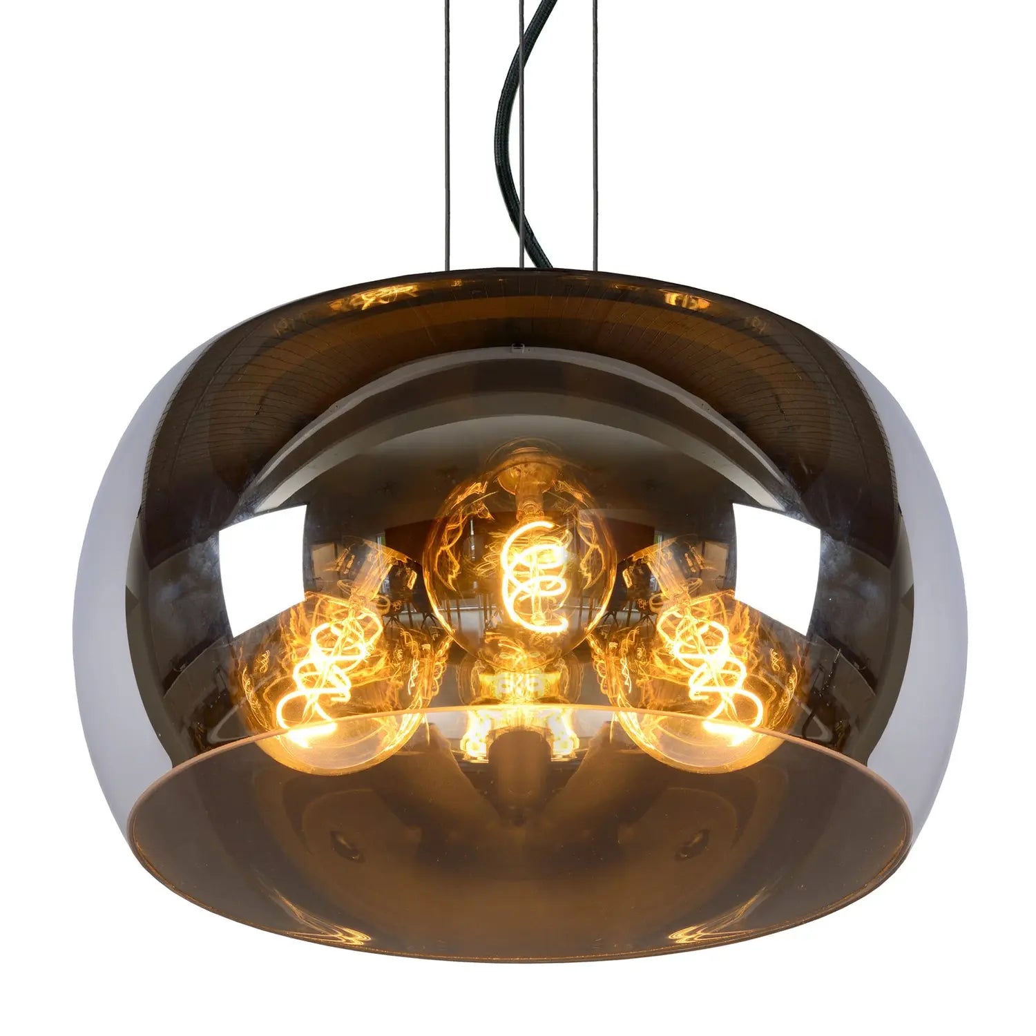 B-Ware Lucide Hängeleuchte Pendelleuchte Olivia Glas Rauchgrau Schwarz E27 Led ø 40 Cm - 5411212452092