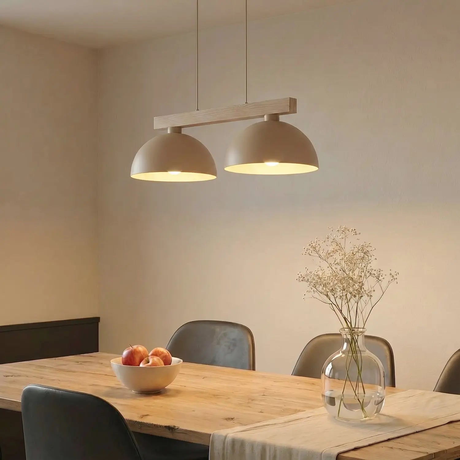 B-Ware Hängeleuchte Pendelleuchte Oslo Sandfarben Holz Esszimmer Wohnzimmer Leuchte E27 - 5906135110117
