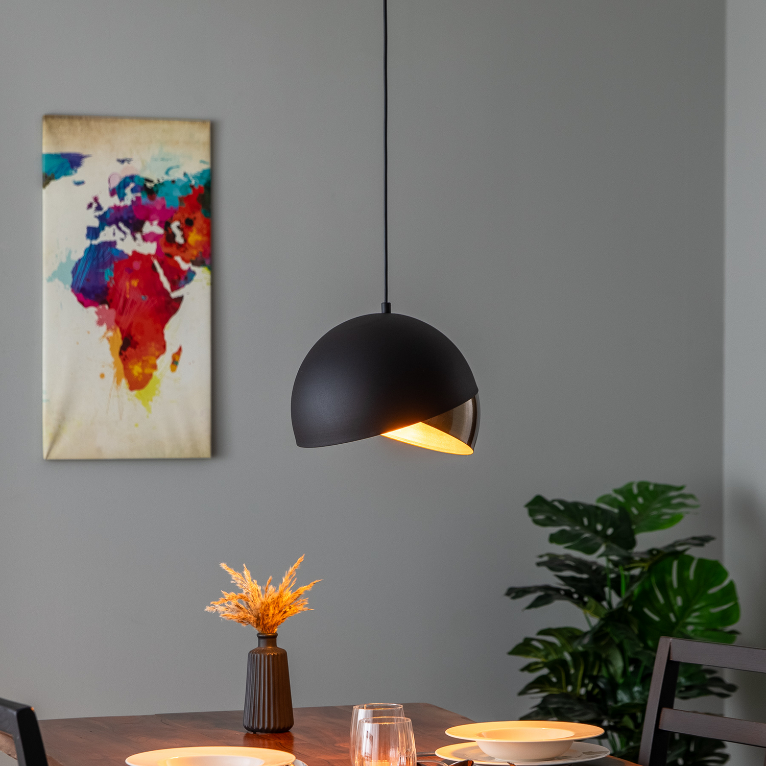 B-Ware Hängeleuchte Pacman Hängelampe Deckenlampe Deckenlicht 2633 ø30cm Schwarz/Gold - 8681875944082