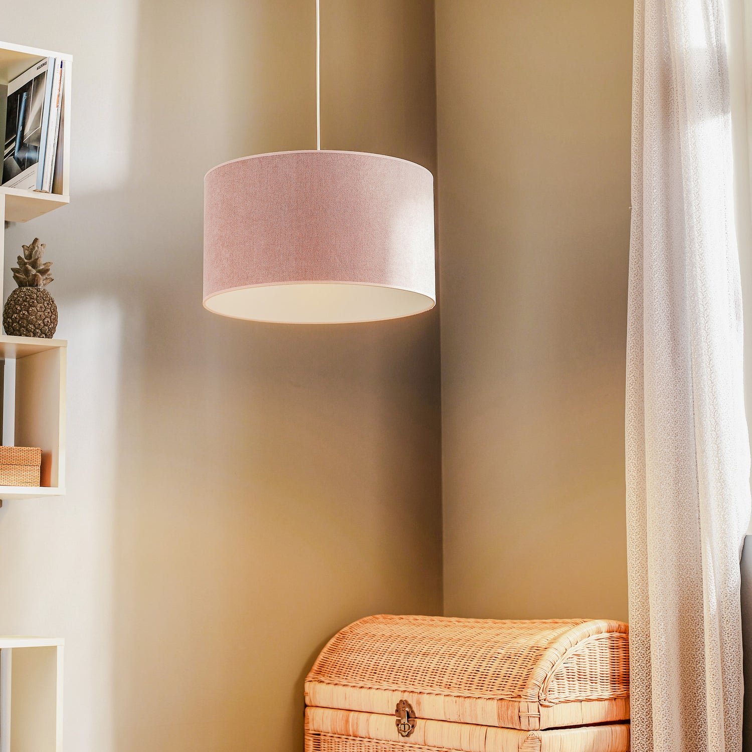 B-Ware Duolla Hängeleuchte Pastell Roller Deckenlampe Pendelleuchte Rosa Siehe Text - 5903689181341