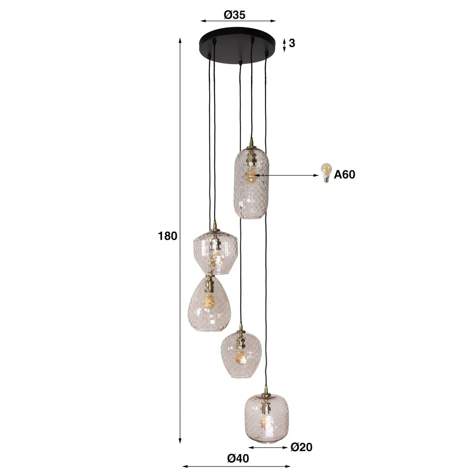 B-Ware Zijlstra Patch Hängeleuchte Pendelleuchte Lampe Klar Glas 5 Flammig ø 40 Cm - 8713244070990