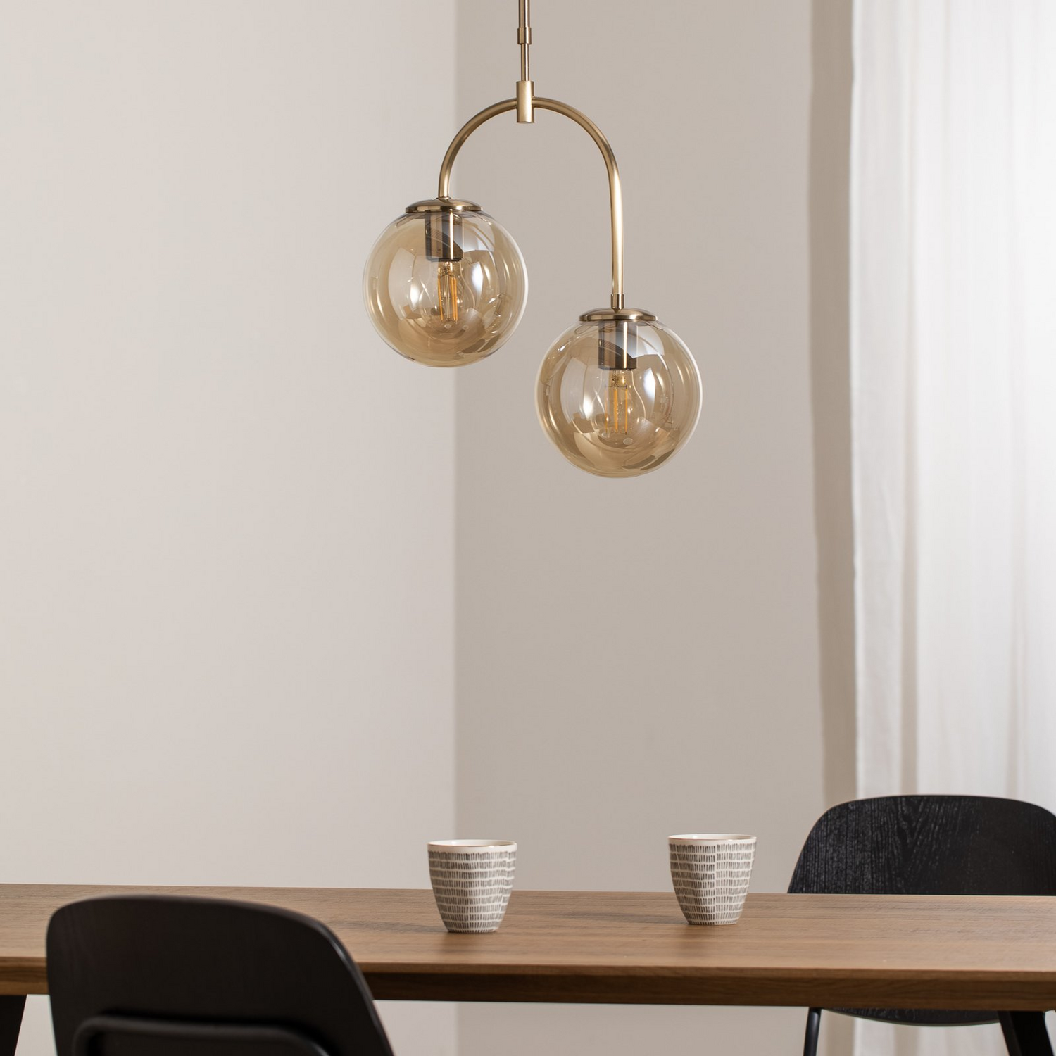 B-Ware Portemo Hängeleuchte Deckenlampe Messing Glas 2 Flammig ø 37 Cm - 8698525682058