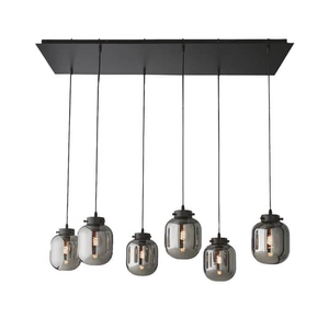 B-Ware Fischer & Honsel Hängeleuchte Regi Hängeleuchte Lampe Glas Rauchgrau 6 Fl. 282