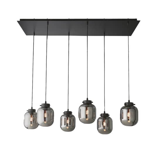 FISCHER & HONSEL Hängeleuchte Regi Hängeleuchte Lampe Glas rauchgrau 6-fl. 282 - 4003694609005